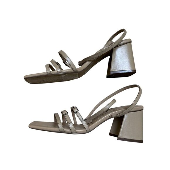 Free People Sz 39.5 Shoes Niki Wrap Strappy Block Heels Square Toe Beige Dune - Picture 5 of 12